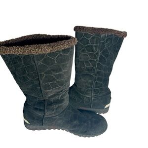 Stuart Weitzman Black Mid Calf Black Suede Pull On Boots Sz 8